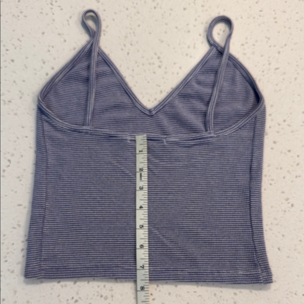 Brandy Melville Ribbed Striped Crop Tank Blue White One Size - Picture 10 of 10